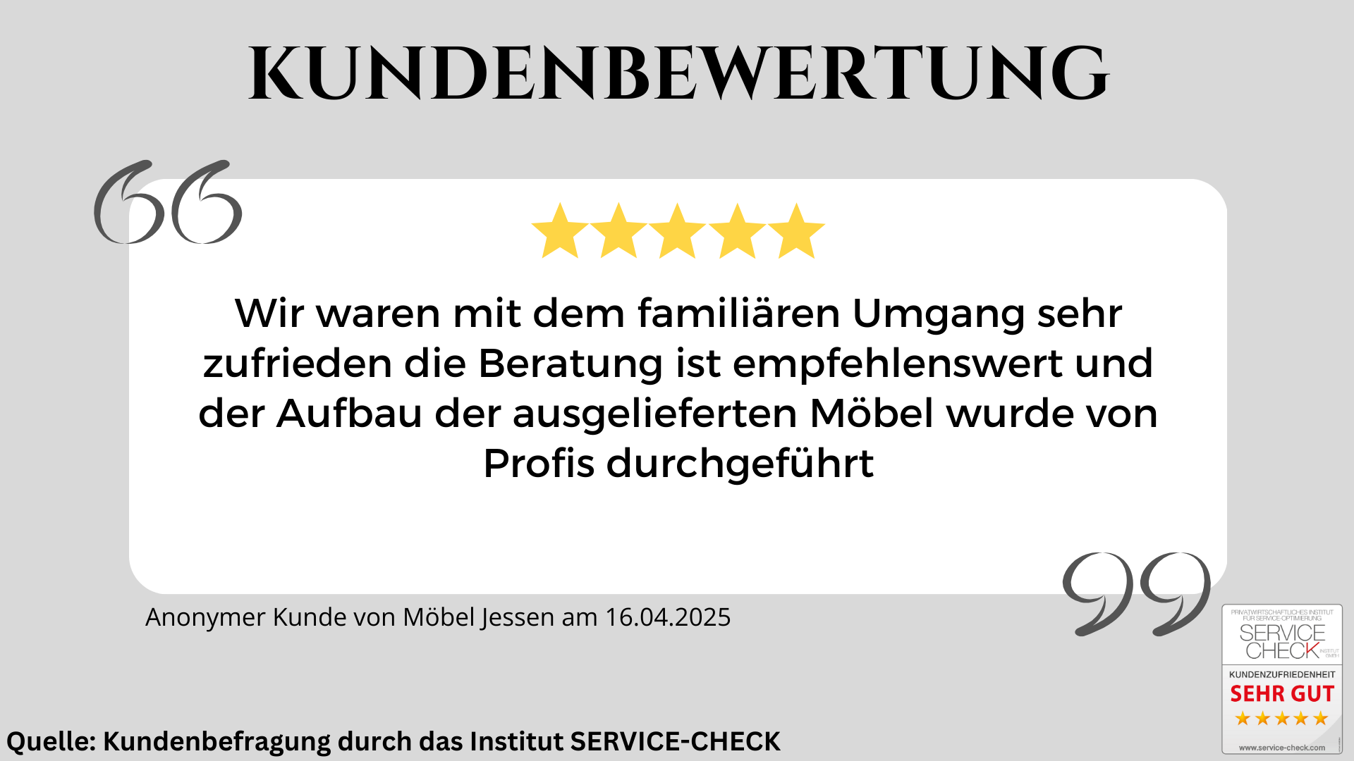 Ausschnitt der begeisterten Kundenstimmen von Möbel Jessen