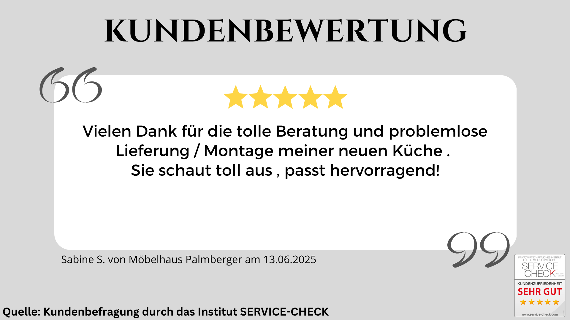 Ausschnitt der begeisterten Kundenbewertungen von Möbel Palmberger