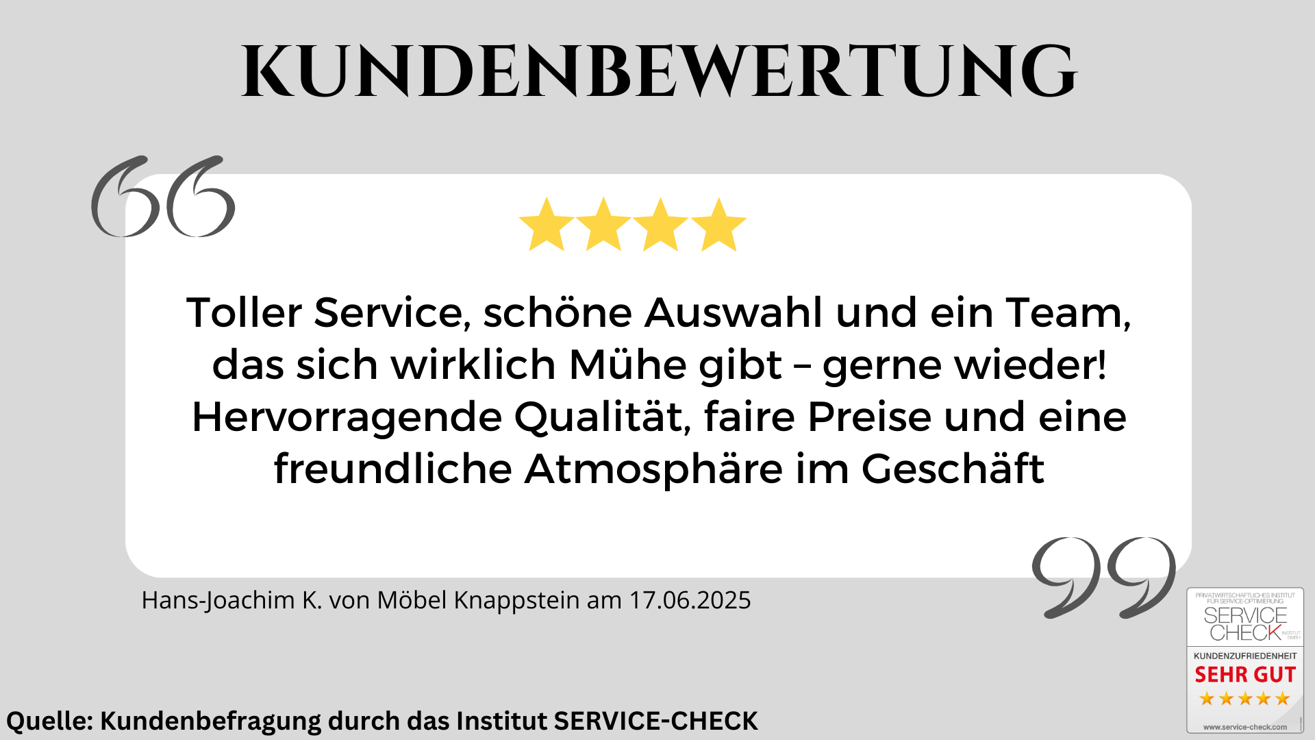 Ausschnitt der begeisterten Kundenerfahrungen von Möbel Knappstein